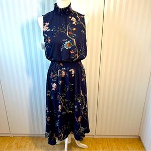 Nanette Lepore blue floral high-low sleeveless maxi dress Size 8